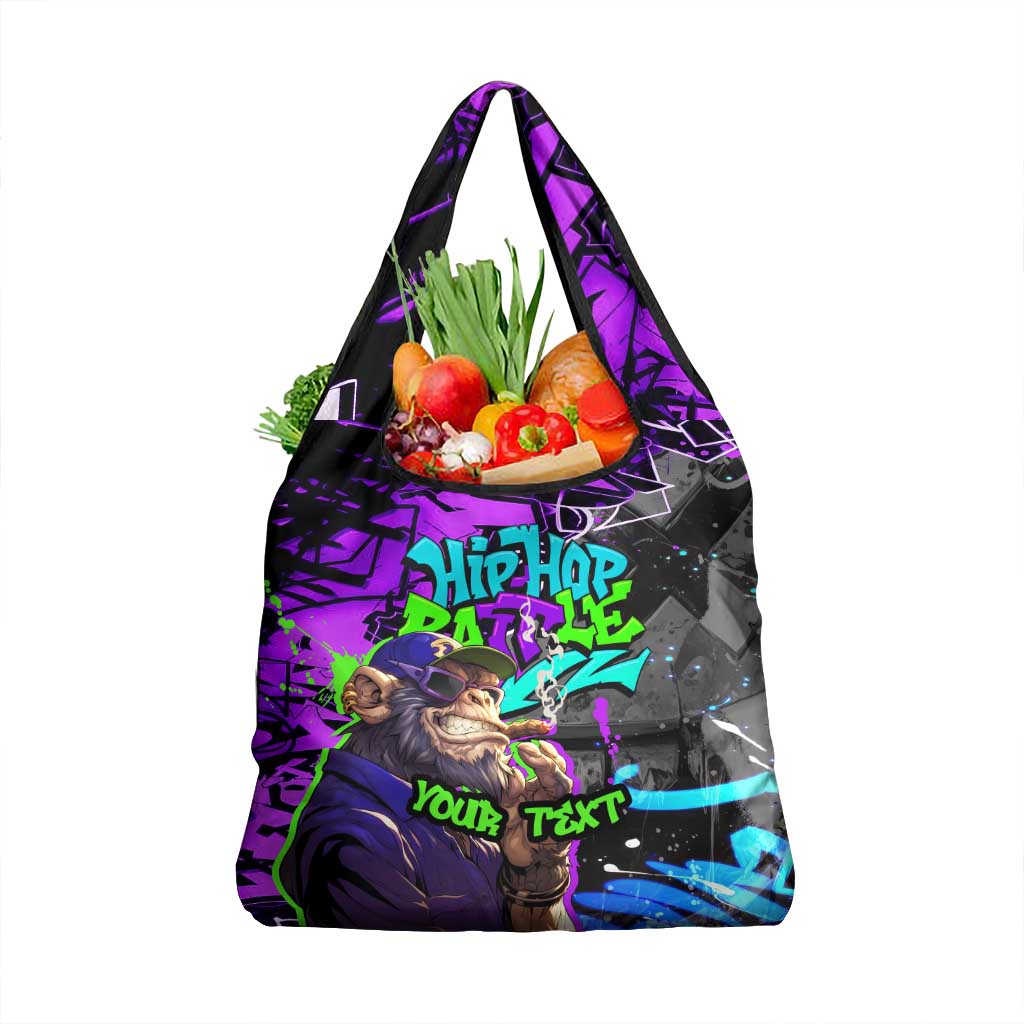 Hip Hop Battle Grocery Bag Smoking Ape Character and Purple Green Graffiti Street Art Design - Wonder Print Shop