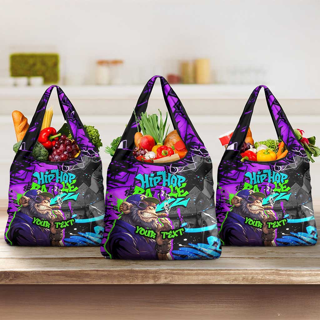 Hip Hop Battle Grocery Bag Smoking Ape Character and Purple Green Graffiti Street Art Design - Wonder Print Shop