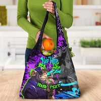 Hip Hop Battle Grocery Bag Smoking Ape Character and Purple Green Graffiti Street Art Design - Wonder Print Shop