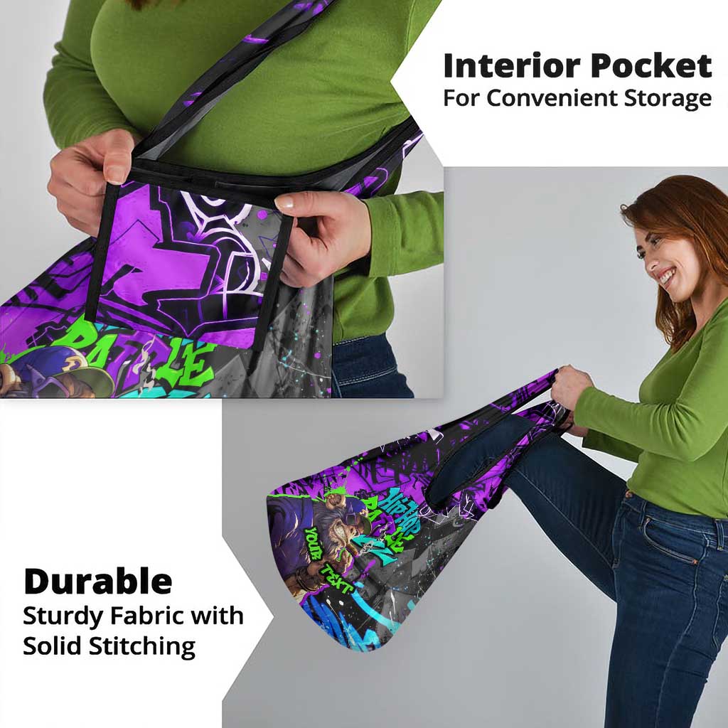 Hip Hop Battle Grocery Bag Smoking Ape Character and Purple Green Graffiti Street Art Design - Wonder Print Shop