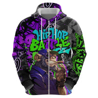 Hip Hop Battle Hoodie Smoking Ape Character and Purple Green Graffiti Street Art Design - Wonder Print Shop