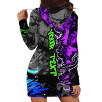 Hip Hop Battle Hoodie Dress Smoking Ape Character and Purple Green Graffiti Street Art Design - Wonder Print Shop