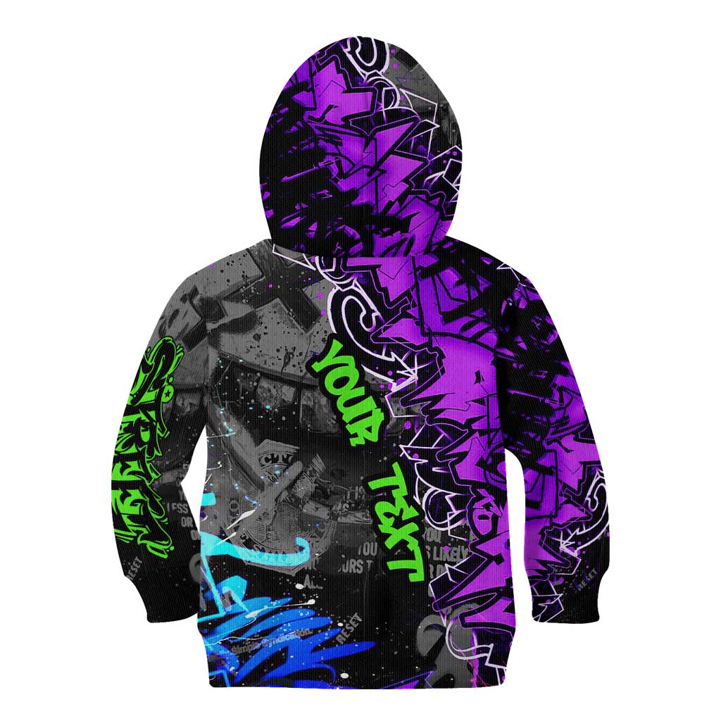 Hip Hop Battle Kid Hoodie Smoking Ape Character and Purple Green Graffiti Street Art Design - Wonder Print Shop