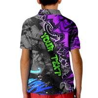Hip Hop Battle Kid Polo Shirt Smoking Ape Character and Purple Green Graffiti Street Art Design - Wonder Print Shop