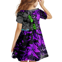 Hip Hop Battle Kid Short Sleeve Dress Smoking Ape Character and Purple Green Graffiti Street Art Design - Wonder Print Shop