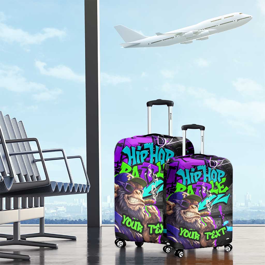 Hip Hop Battle Luggage Cover Smoking Ape Character and Purple Green Graffiti Street Art Design - Wonder Print Shop