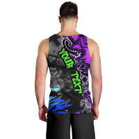 Hip Hop Battle Men Tank Top Smoking Ape Character and Purple Green Graffiti Street Art Design - Wonder Print Shop