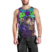 Hip Hop Battle Men Tank Top Smoking Ape Character and Purple Green Graffiti Street Art Design - Wonder Print Shop