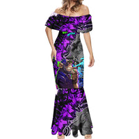 Hip Hop Battle Mermaid Dress Smoking Ape Character and Purple Green Graffiti Street Art Design - Wonder Print Shop