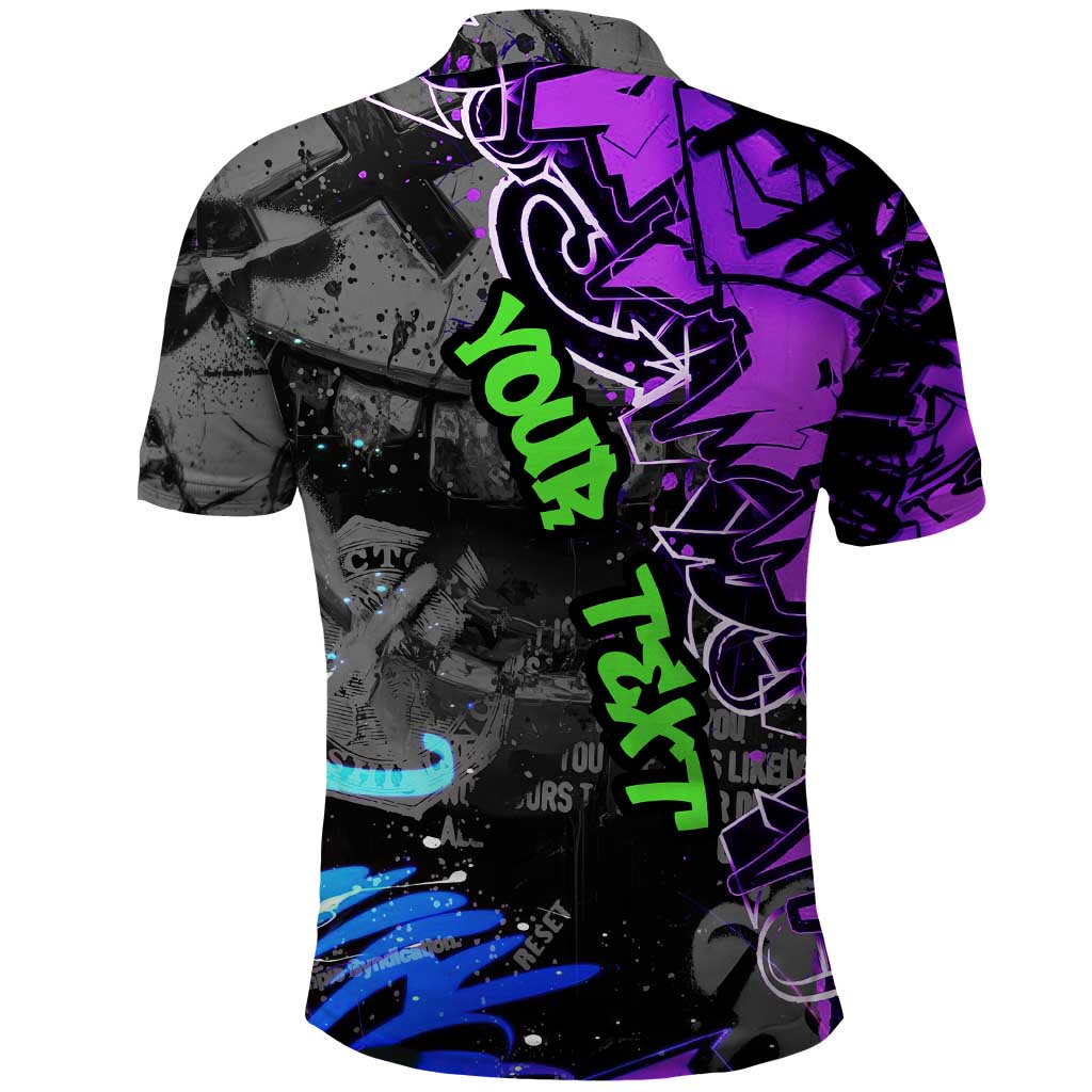 Hip Hop Battle Polo Shirt Smoking Ape Character and Purple Green Graffiti Street Art Design - Wonder Print Shop