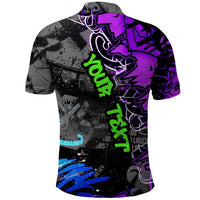 Hip Hop Battle Polo Shirt Smoking Ape Character and Purple Green Graffiti Street Art Design - Wonder Print Shop