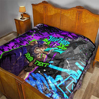 Hip Hop Battle Quilt Smoking Ape Character and Purple Green Graffiti Street Art Design - Wonder Print Shop