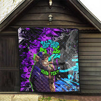 Hip Hop Battle Quilt Smoking Ape Character and Purple Green Graffiti Street Art Design - Wonder Print Shop