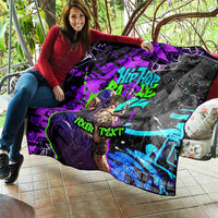 Hip Hop Battle Quilt Smoking Ape Character and Purple Green Graffiti Street Art Design - Wonder Print Shop