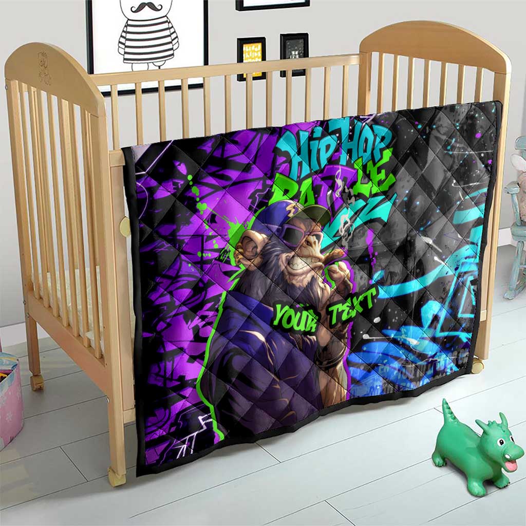 Hip Hop Battle Quilt Smoking Ape Character and Purple Green Graffiti Street Art Design - Wonder Print Shop