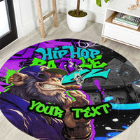Hip Hop Battle Round Carpet Smoking Ape Character and Purple Green Graffiti Street Art Design - Wonder Print Shop
