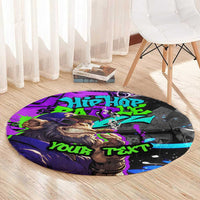 Hip Hop Battle Round Carpet Smoking Ape Character and Purple Green Graffiti Street Art Design - Wonder Print Shop