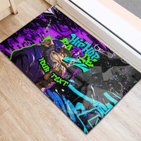 Hip Hop Battle Rubber Doormat Smoking Ape Character and Purple Green Graffiti Street Art Design - Wonder Print Shop