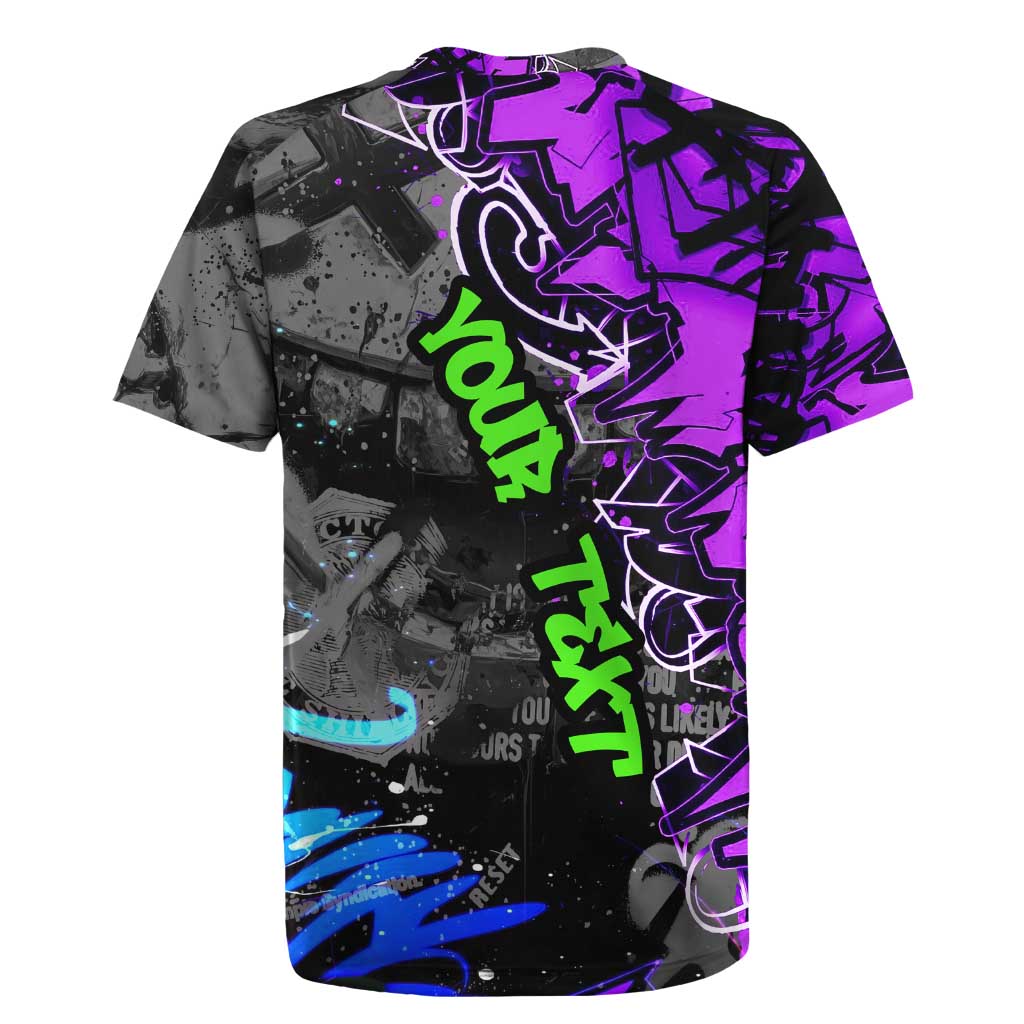 Hip Hop Battle Rugby Jersey Smoking Ape Character and Purple Green Graffiti Street Art Design - Wonder Print Shop