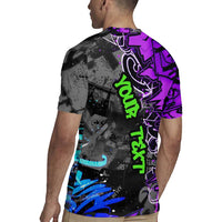 Hip Hop Battle Rugby Jersey Smoking Ape Character and Purple Green Graffiti Street Art Design - Wonder Print Shop