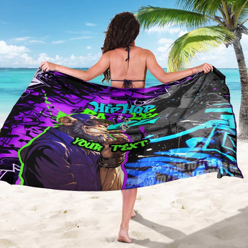 Hip Hop Battle Sarong Smoking Ape Character and Purple Green Graffiti Street Art Design - Wonder Print Shop