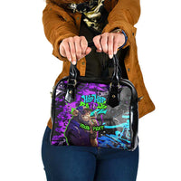 Hip Hop Battle Shoulder Handbag Smoking Ape Character and Purple Green Graffiti Street Art Design - Wonder Print Shop