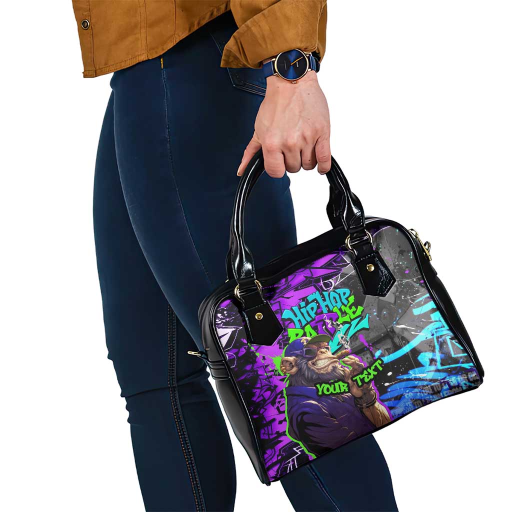 Hip Hop Battle Shoulder Handbag Smoking Ape Character and Purple Green Graffiti Street Art Design - Wonder Print Shop