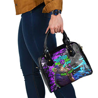 Hip Hop Battle Shoulder Handbag Smoking Ape Character and Purple Green Graffiti Street Art Design - Wonder Print Shop