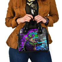 Hip Hop Battle Shoulder Handbag Smoking Ape Character and Purple Green Graffiti Street Art Design - Wonder Print Shop