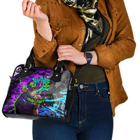 Hip Hop Battle Shoulder Handbag Smoking Ape Character and Purple Green Graffiti Street Art Design - Wonder Print Shop