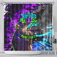 Hip Hop Battle Shower Curtain Smoking Ape Character and Purple Green Graffiti Street Art Design - Wonder Print Shop