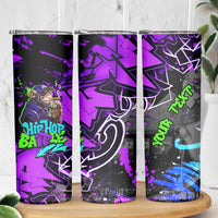 Hip Hop Battle Skinny Tumbler Smoking Ape Character and Purple Green Graffiti Street Art Design - Wonder Print Shop