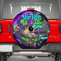 Hip Hop Battle Spare Tire Cover Smoking Ape Character and Purple Green Graffiti Street Art Design - Wonder Print Shop