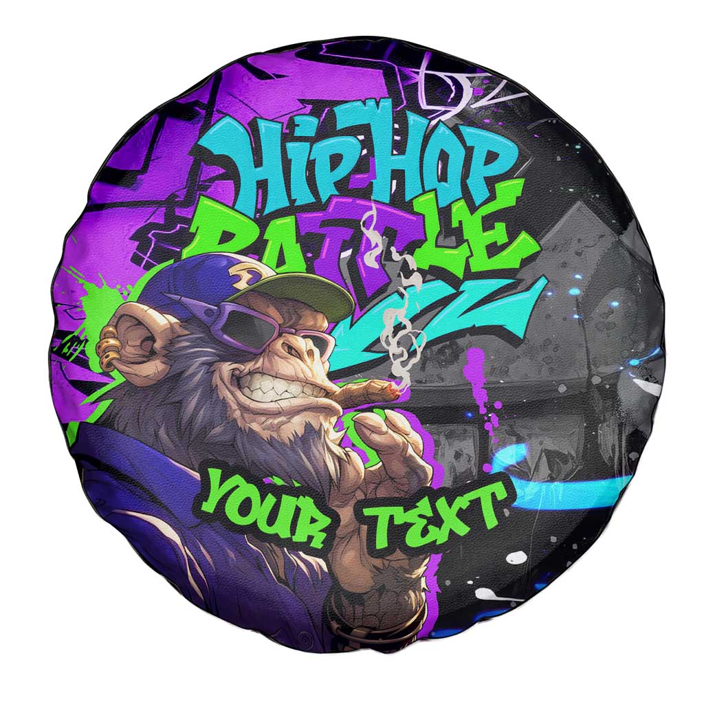 Hip Hop Battle Spare Tire Cover Smoking Ape Character and Purple Green Graffiti Street Art Design - Wonder Print Shop