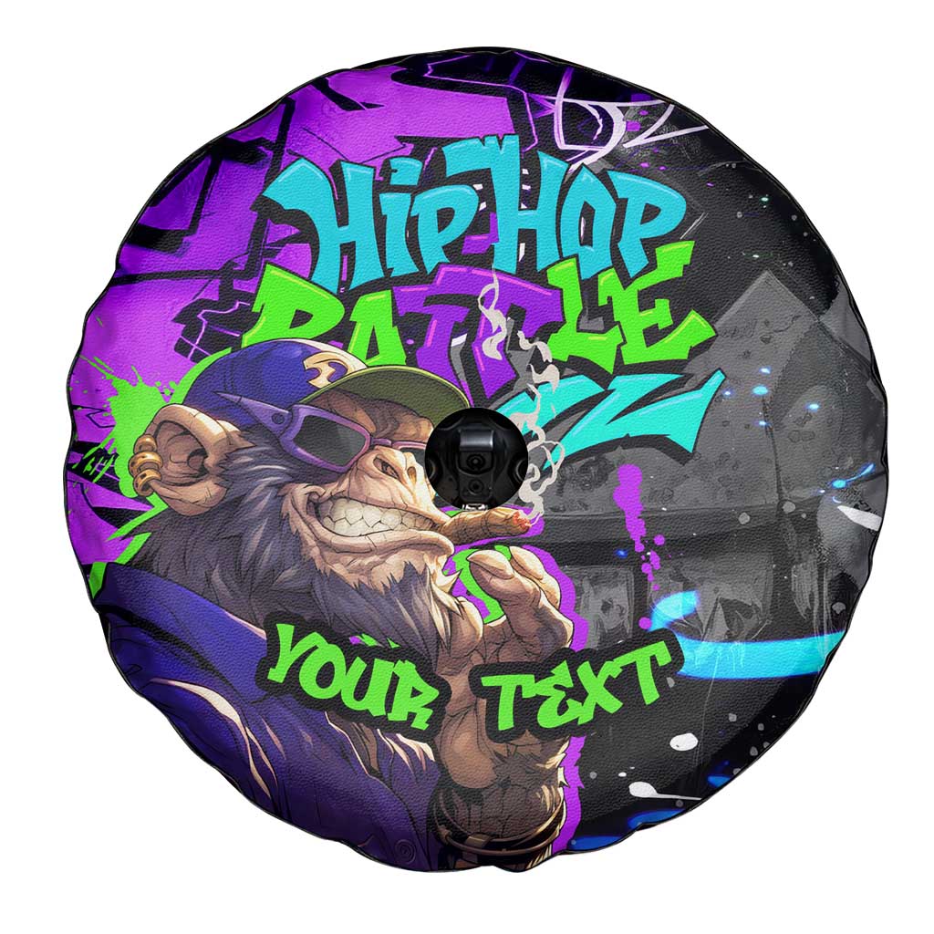 Hip Hop Battle Spare Tire Cover Smoking Ape Character and Purple Green Graffiti Street Art Design - Wonder Print Shop