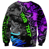 Hip Hop Battle Sweatshirt Smoking Ape Character and Purple Green Graffiti Street Art Design - Wonder Print Shop