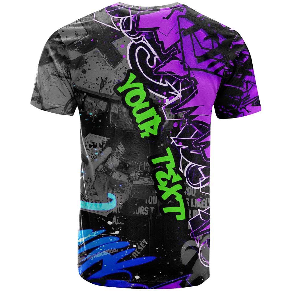 Hip Hop Battle T Shirt Smoking Ape Character and Purple Green Graffiti Street Art Design - Wonder Print Shop