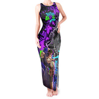 Hip Hop Battle Tank Maxi Dress Smoking Ape Character and Purple Green Graffiti Street Art Design - Wonder Print Shop