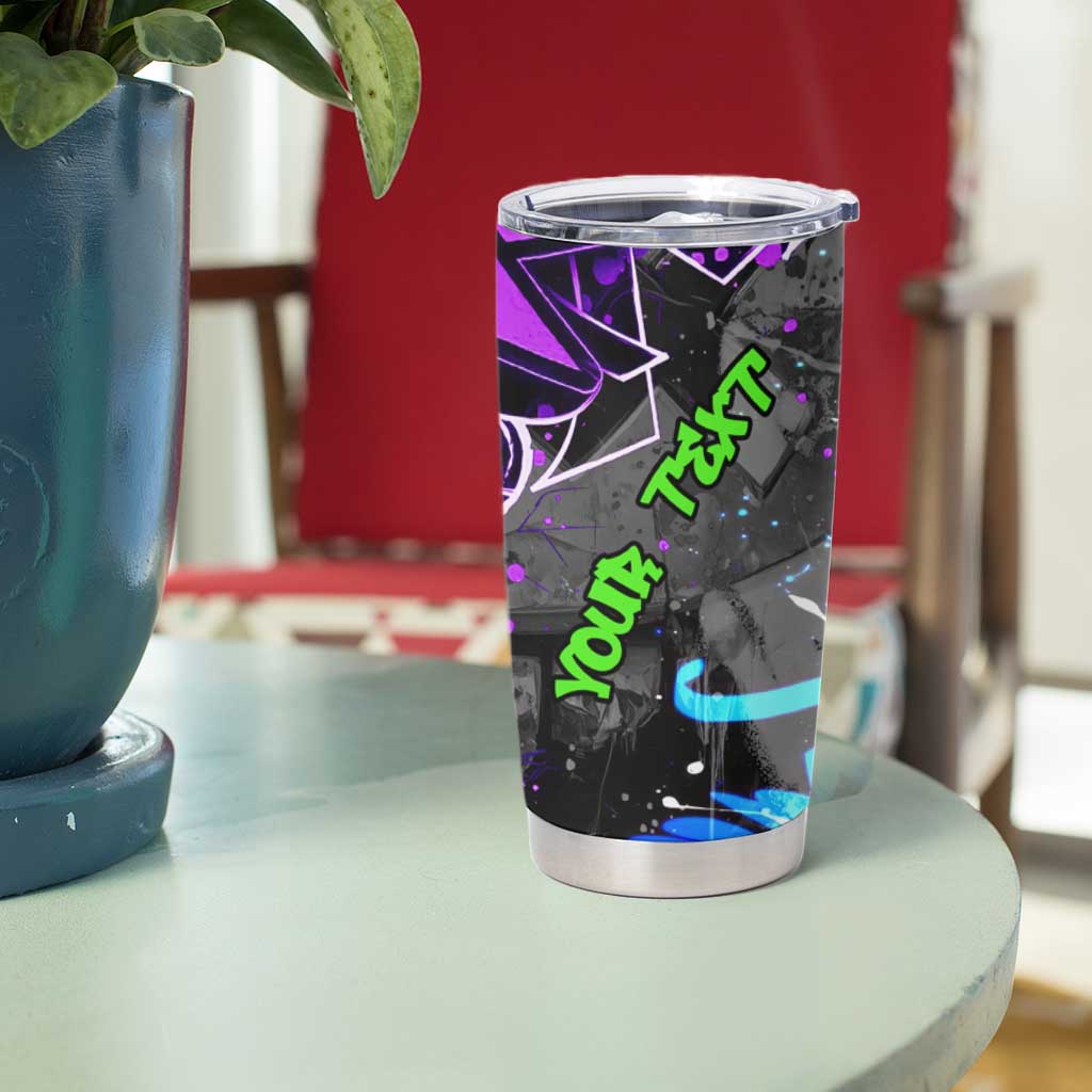 Hip Hop Battle Tumbler Cup Smoking Ape Character and Purple Green Graffiti Street Art Design - Wonder Print Shop