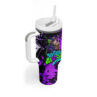 Hip Hop Battle Tumbler With Handle Smoking Ape Character and Purple Green Graffiti Street Art Design - Wonder Print Shop