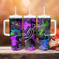 Hip Hop Battle Tumbler With Handle Smoking Ape Character and Purple Green Graffiti Street Art Design - Wonder Print Shop