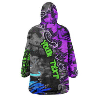 Hip Hop Battle Wearable Blanket Hoodie Smoking Ape Character and Purple Green Graffiti Street Art Design - Wonder Print Shop
