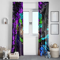 Hip Hop Battle Window Curtain Smoking Ape Character and Purple Green Graffiti Street Art Design - Wonder Print Shop