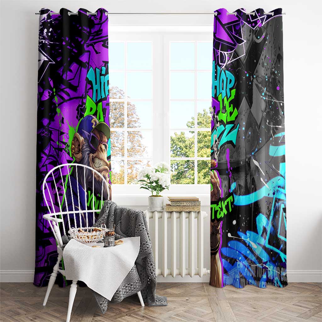 Hip Hop Battle Window Curtain Smoking Ape Character and Purple Green Graffiti Street Art Design - Wonder Print Shop