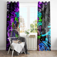 Hip Hop Battle Window Curtain Smoking Ape Character and Purple Green Graffiti Street Art Design - Wonder Print Shop