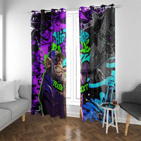 Hip Hop Battle Window Curtain Smoking Ape Character and Purple Green Graffiti Street Art Design - Wonder Print Shop
