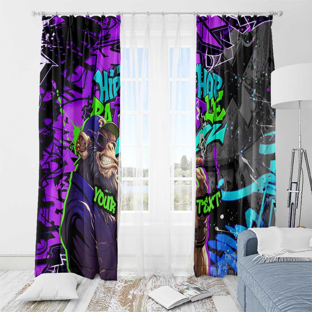 Hip Hop Battle Window Curtain Smoking Ape Character and Purple Green Graffiti Street Art Design - Wonder Print Shop