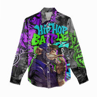 Hip Hop Battle Women Casual Shirt Smoking Ape Character and Purple Green Graffiti Street Art Design - Wonder Print Shop