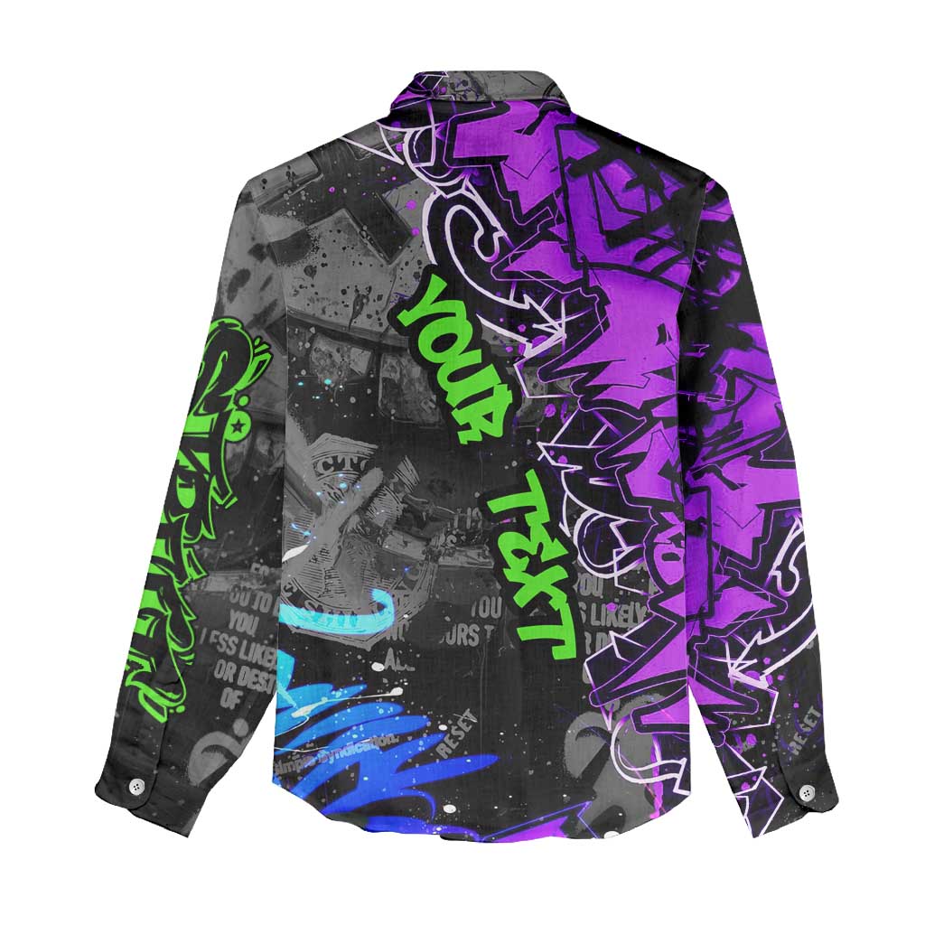 Hip Hop Battle Women Casual Shirt Smoking Ape Character and Purple Green Graffiti Street Art Design - Wonder Print Shop