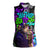 Hip Hop Battle Women Sleeveless Polo Shirt Smoking Ape Character and Purple Green Graffiti Street Art Design - Wonder Print Shop